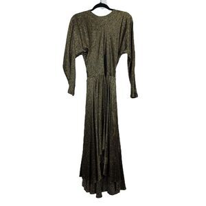 Vintage Deborah Kuchme Floral Black Gold 90’s 100% Silk Open Back Dress Size 8